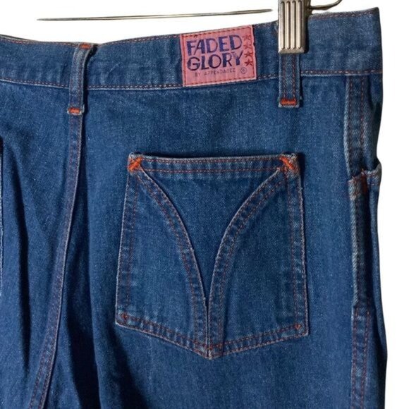 1970s Faded Glory by Appendagez Wide Leg Blue Jeans 100% Cotton Denim Jr Size 34 - Picture 7 of 16